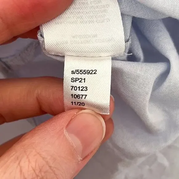 Loft Ruffle Long Sleeve Blouse Cotton Sheer Cottagecore Prairie Size Small Blue - Picture 10 of 16